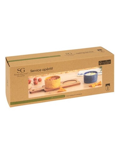SET APERITIVO 196386 SOLEYA 2 CIOTOLE CON SUPPORTO LEGNO su Shop in...