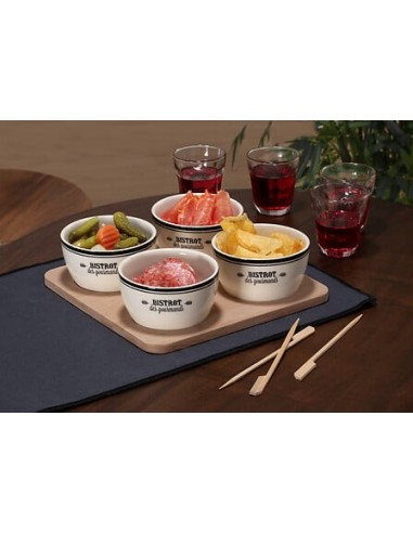 SET APERITIVO 196424 4 CIOTOLE CON SUPPORTO BAMBOO su Shop in Casa