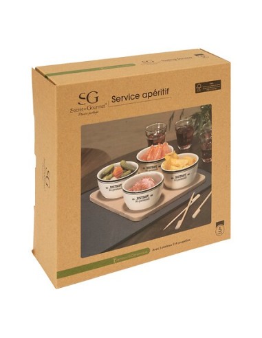 SET APERITIVO 196424 4 CIOTOLE CON SUPPORTO BAMBOO su Shop in Casa