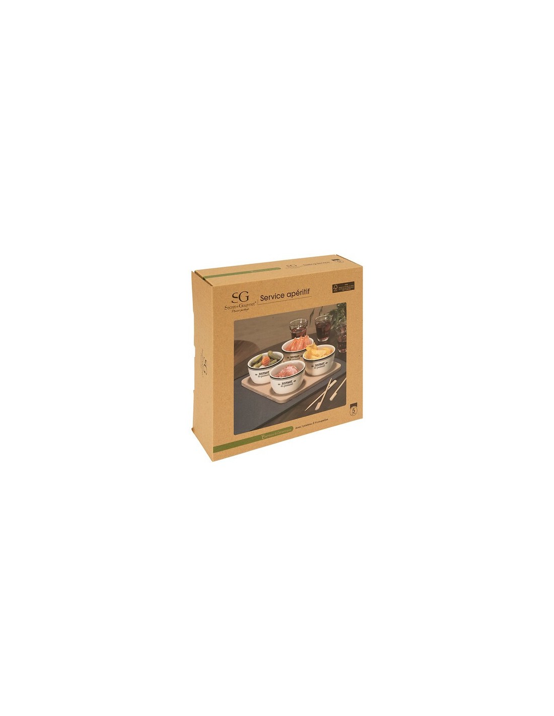 SET APERITIVO 196424 4 CIOTOLE CON SUPPORTO BAMBOO su Shop in Casa