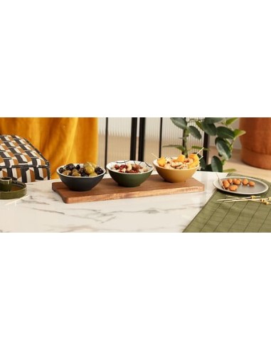Set aperitivo Family Corner 4 pezzi in ceramica e acacia | shopincasa.it