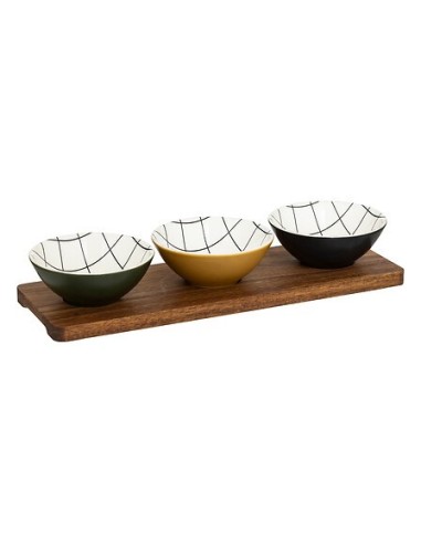 Set aperitivo Family Corner 4 pezzi in ceramica e acacia | shopincasa.it