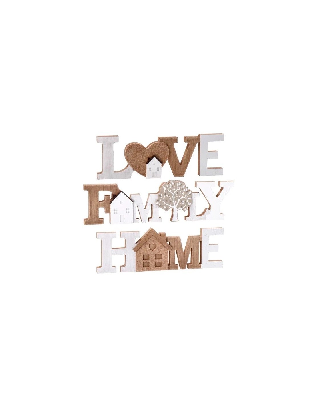 Decorazione scritta Love, Family o Home in legno MDF 35,5 x 9 cm | shopincasa.it