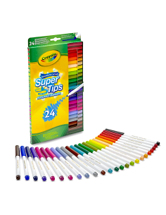 PRESCOLARI: vendita online CRAYOLA, SUPERTIPS, PENNARELLI LAVABILI, PUNTA MEDIA, 24 PEZZI, COLORI ASSORTITI, SCUOLA, TEMPO LI...