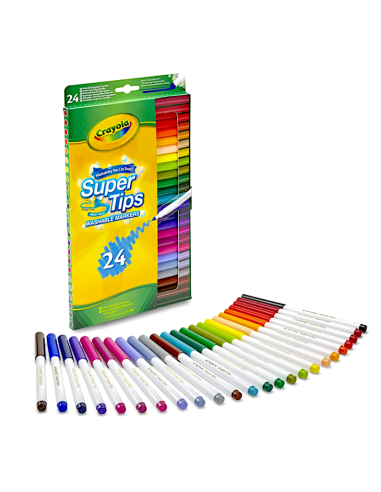 PRESCOLARI: vendita online CRAYOLA, SUPERTIPS, PENNARELLI LAVABILI, PUNTA MEDIA, 24 PEZZI, COLORI ASSORTITI, SCUOLA, TEMPO LI...