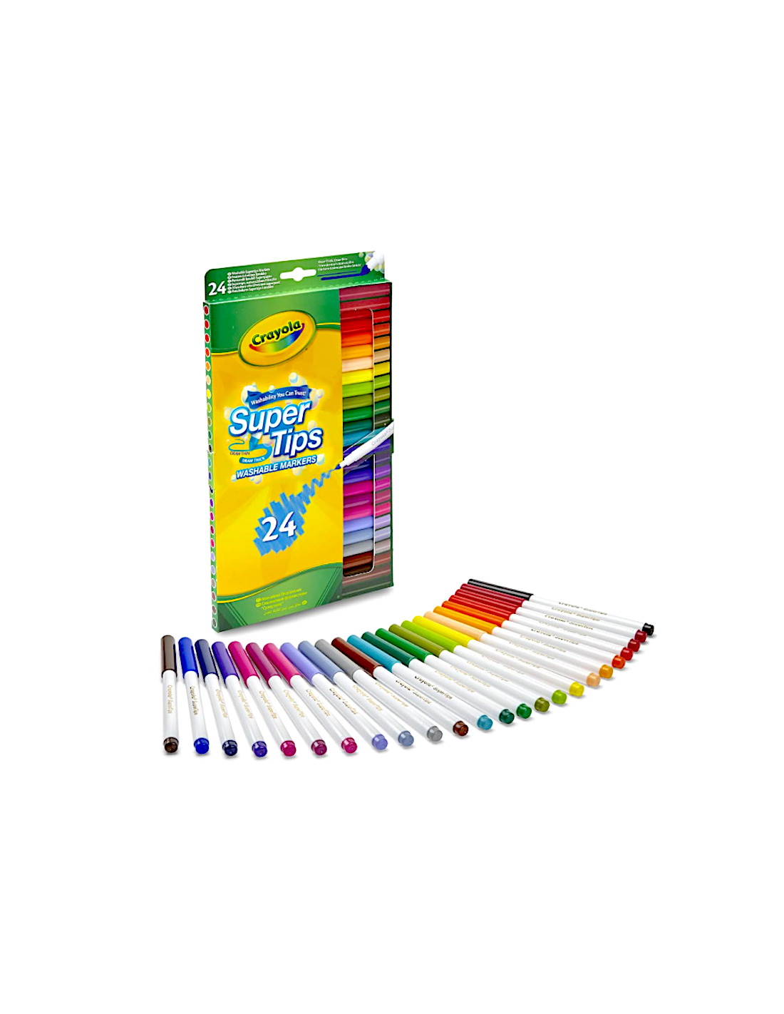 PRESCOLARI: vendita online CRAYOLA, SUPERTIPS, PENNARELLI LAVABILI, PUNTA MEDIA, 24 PEZZI, COLORI ASSORTITI, SCUOLA, TEMPO LI...