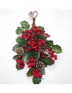 DIETROPORTA: vendita online Dietroporta di Natale Grappolo 58x34cm con Bacche e Pigne, Decorazione Elegante per Porte e Paret...