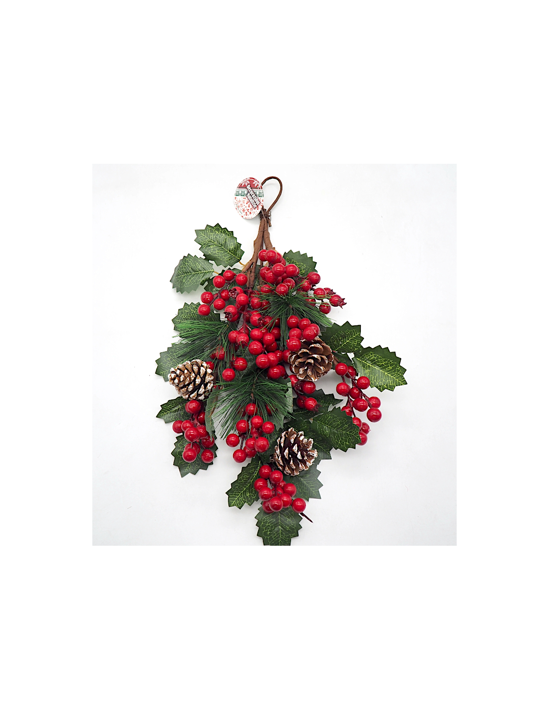 DIETROPORTA: vendita online Dietroporta di Natale Grappolo 58x34cm con Bacche e Pigne, Decorazione Elegante per Porte e Paret...