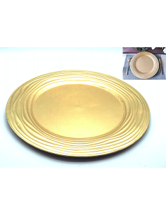 SOTTOPIATTI: vendita online Piatto Natalizio in Plastica Ø33cm Bordato Oro, Elegante Sottopiatto Decorativo per Tavola Festiv...