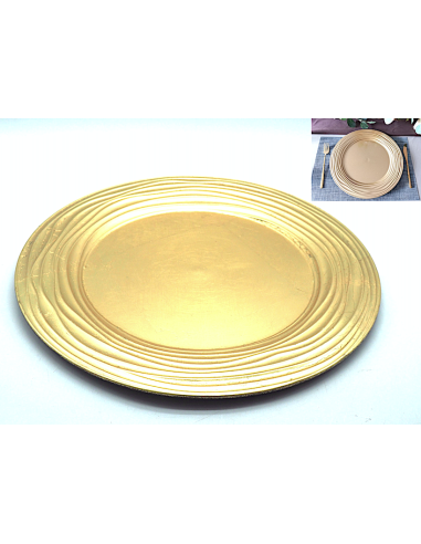 SOTTOPIATTI: vendita online Piatto Natalizio in Plastica Ø33cm Bordato Oro, Elegante Sottopiatto Decorativo per Tavola Festiv...