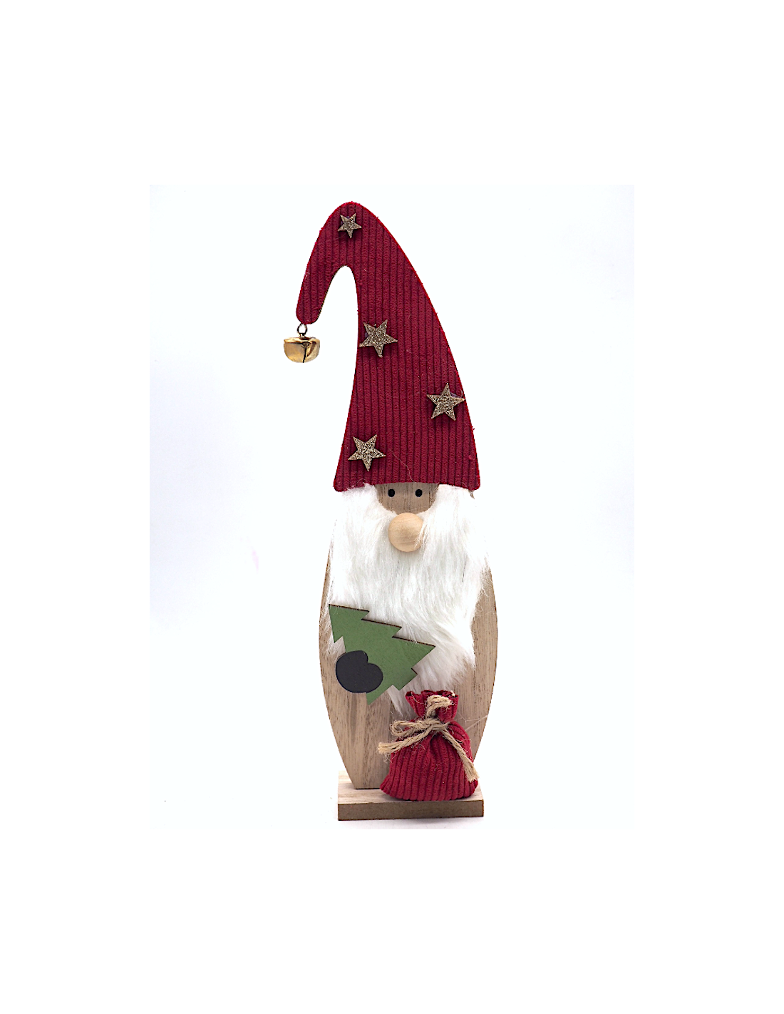 OGGETTISTICA NATALE: vendita online Gnomo in Legno con Cappello 31,5x4x11cm su Base, Decorazione Natalizia da Tavolo o Mensol...