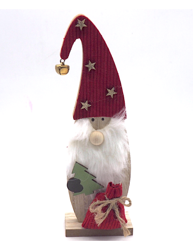 OGGETTISTICA NATALE: vendita online Gnomo in Legno con Cappello 24x4x9,5cm su Base, Decorazione Natalizia da Tavolo o Mensola...