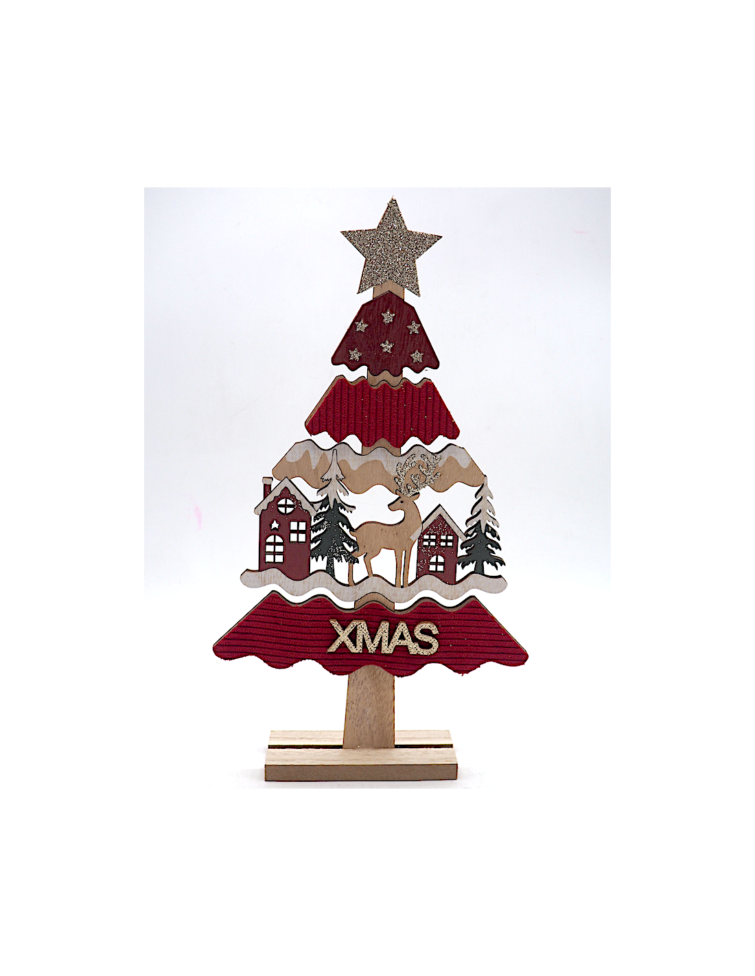 OGGETTISTICA NATALE: vendita online Decorazione Albero in Panno 29,5x16,5x4cm, Addobbo Natalizio da Tavolo o Mensola, Stile M...
