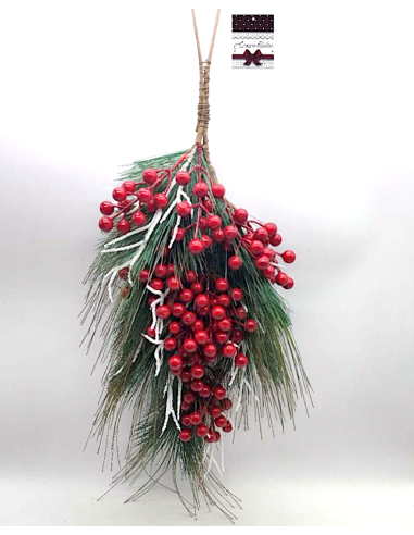 DIETROPORTA: vendita online Dietroporta di Natale Aghi e Bacche 70cm, Ghirlanda Natalizia Grande Elegante, Decorazione per Po...