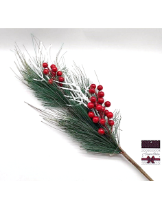 FIORI: vendita online Ramo di Natale Aghi e Bacche 81cm, Decorazione Natalizia Realistica, Ideale per Alberi, Ghirlande, Vasi...