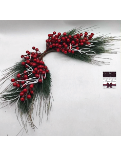 DIETROPORTA: vendita online Dietroporta di Natale Aghi e Bacche 54x22cm, Ghirlanda Rettangolare Elegante, Decorazione Festiva...