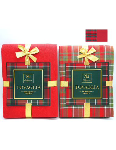 TESSILE: vendita online Tovaglia di Natale 140x320cm Decoro Scozzese, Tessuto Rettangolare Elegante per Tavola Grande 12-14 P...