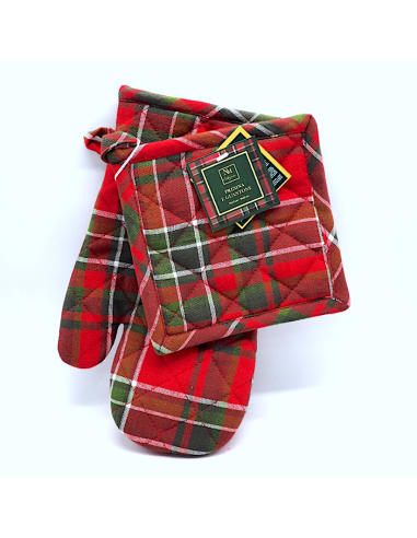 TESSILE: vendita online Set Guanto da Forno e Presina Natalizia in Tessuto Tartan, Accessori Cucina Festivi, Idea Regalo di N...