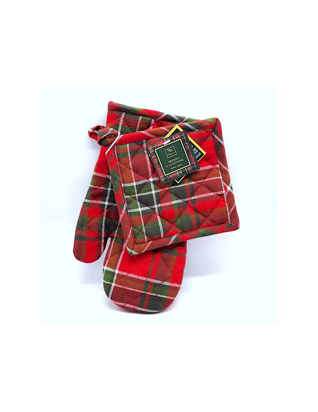 TESSILE: vendita online Set Guanto da Forno e Presina Natalizia in Tessuto Tartan, Accessori Cucina Festivi, Idea Regalo di N...