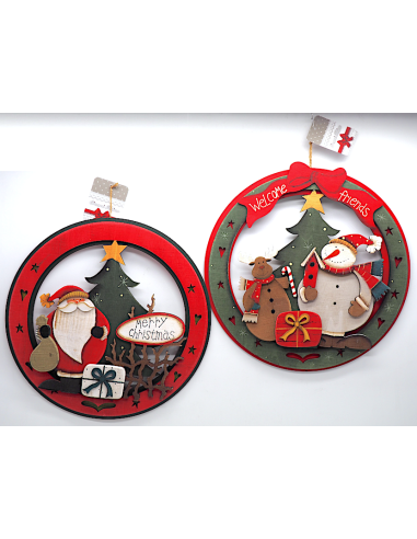 OGGETTISTICA NATALE: vendita online Decorazione Corona 30cm Natalizia con Disegni Assortiti, Ghirlanda Tradizionale da Append...