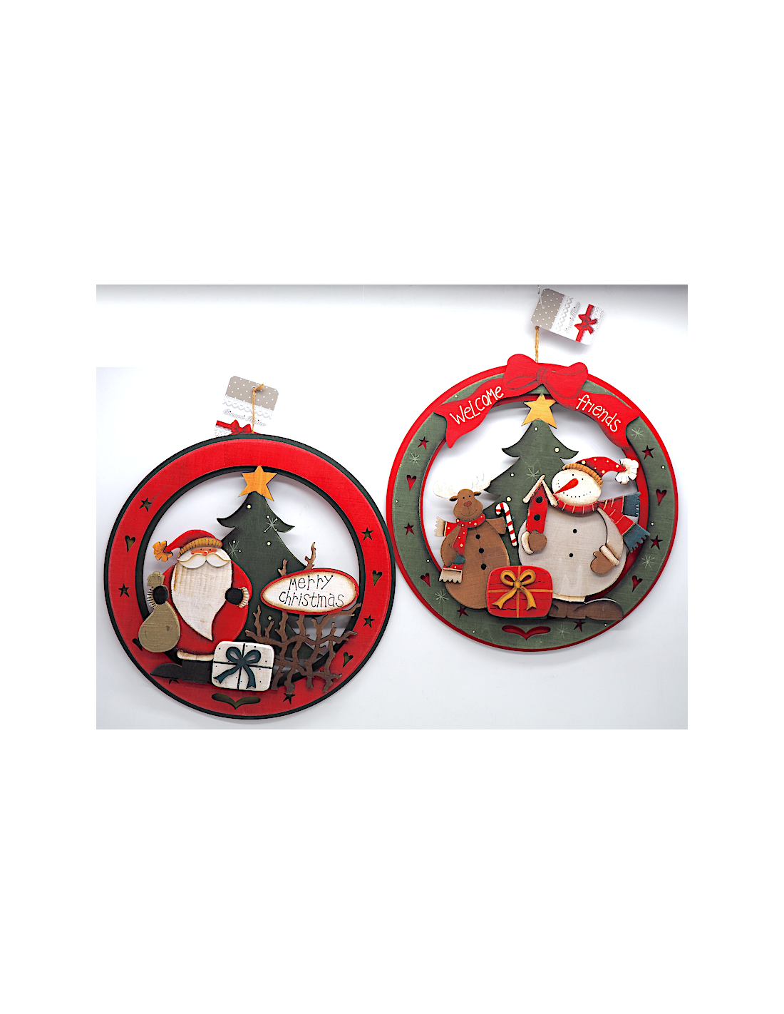 OGGETTISTICA NATALE: vendita online Decorazione Corona 30cm Natalizia con Disegni Assortiti, Ghirlanda Tradizionale da Append...