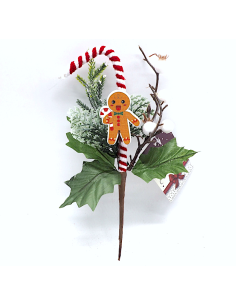 PICK: vendita online Pick natalizio 23cm con aghi bianco e rosso, ramo decorativo elegante per alberi, ghirlande e centrotavo...