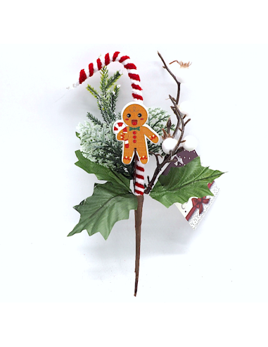 PICK: vendita online Pick natalizio 23cm con aghi bianco e rosso, ramo decorativo elegante per alberi, ghirlande e centrotavo...