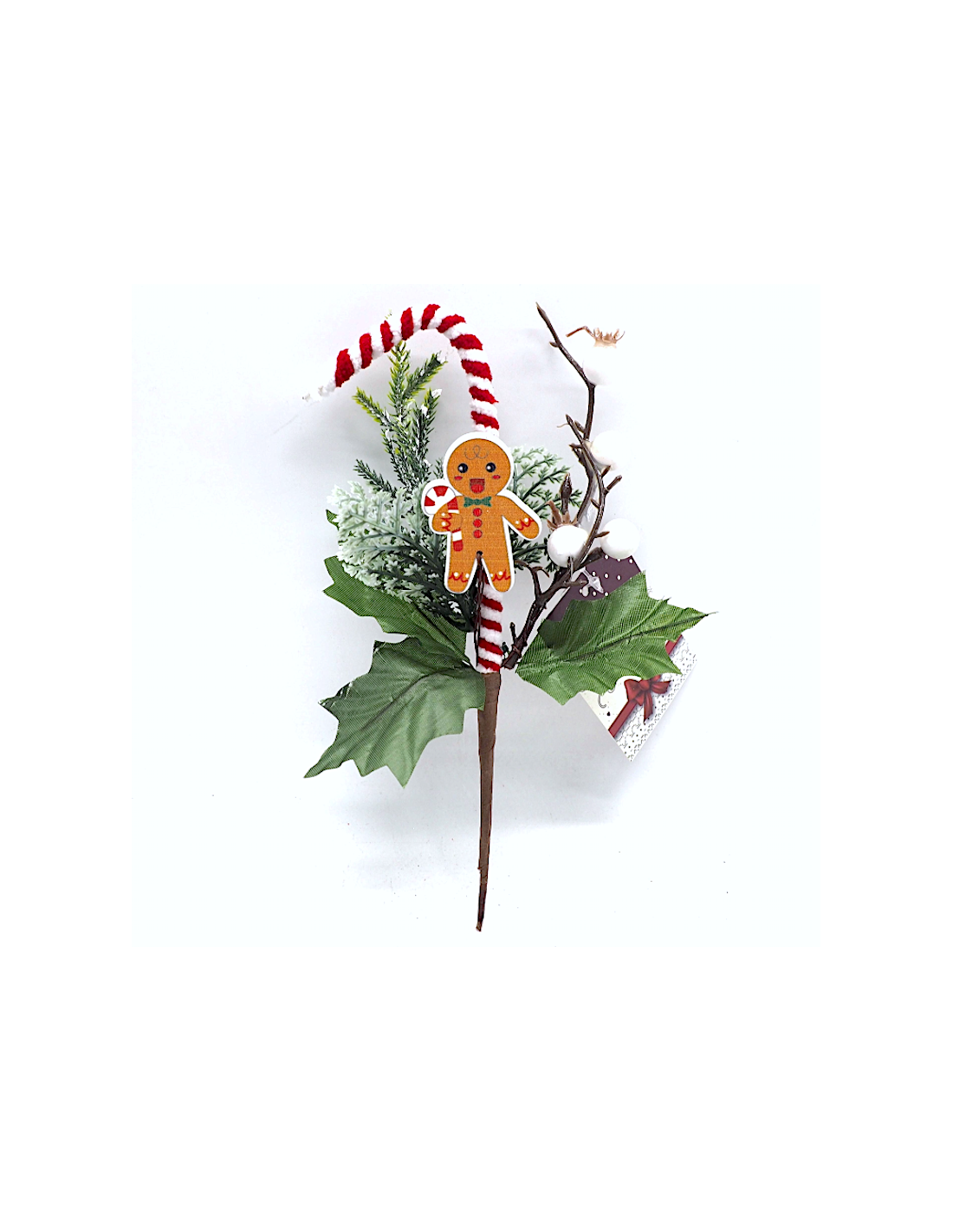 PICK NATALIZIO CON AGHI 23CM BIANCO/ROSSO