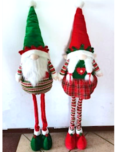 OGGETTISTICA NATALE: vendita online Gnomo Natalizio con Gambe Allungabili 80/145cm Assortito, Pupazzo Decorativo da Terra o M...