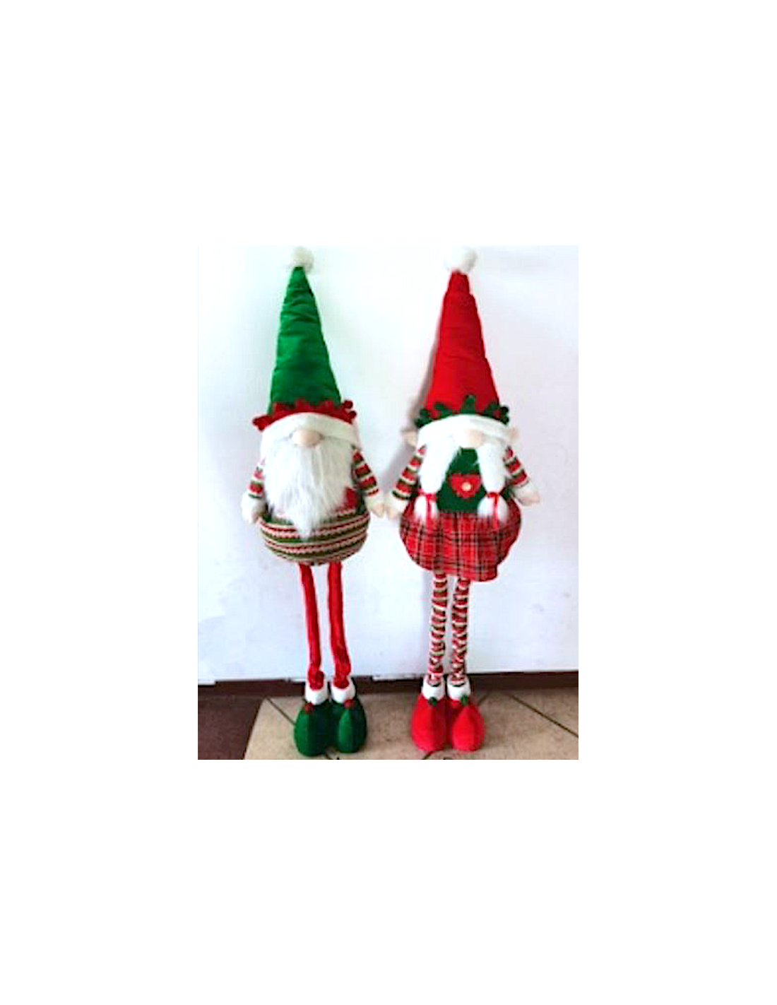 OGGETTISTICA NATALE: vendita online Gnomo Natalizio con Gambe Allungabili 80/145cm Assortito, Pupazzo Decorativo da Terra o M...