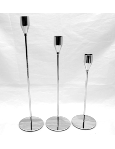 CANDELIERI: vendita online Set 3 Portacandela di Natale in Metallo Argento 22/27/32cm, Decorazione Elegante, Centrotavola Fes...
