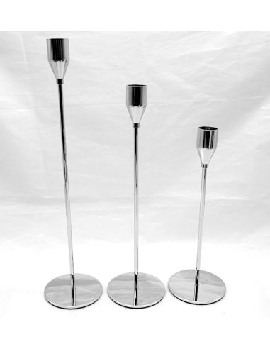 CANDELIERI: vendita online Set 3 Portacandela di Natale in Metallo Argento 22/27/32cm, Decorazione Elegante, Centrotavola Fes...