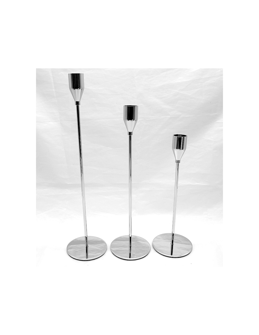 CANDELIERI: vendita online Set 3 Portacandela di Natale in Metallo Argento 22/27/32cm, Decorazione Elegante, Centrotavola Fes...