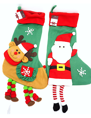 OGGETTISTICA NATALE: vendita online Calza di Natale 58cm con Decorazioni Assortite, Calza Portadolci Tradizionale da Appender...