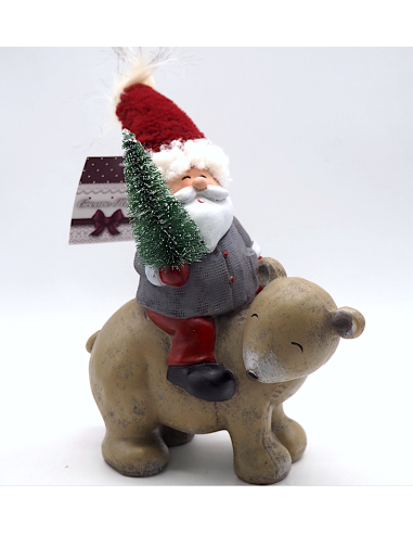 OGGETTISTICA NATALE: vendita online Babbo Natale su Orso 20x11xH28cm in Poliresina, Statuetta Decorativa Natalizia, La magia ...