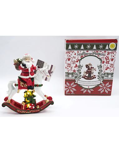 OGGETTISTICA NATALE: vendita online Cavallo con Albero in Poliresina 18x15x5,5cm con Luci, Decorazione Natalizia da Collezion...