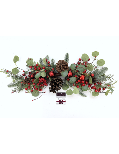 DIETROPORTA: vendita online Dietroporta di Natale con Foglie 60cm, Bacche Rosse e Pigne, Ghirlanda Elegante per Porte, Pareti...