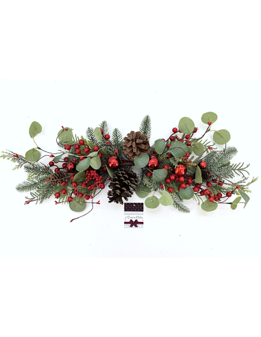 DIETROPORTA: vendita online Dietroporta di Natale con Foglie 60cm, Bacche Rosse e Pigne, Ghirlanda Elegante per Porte, Pareti...