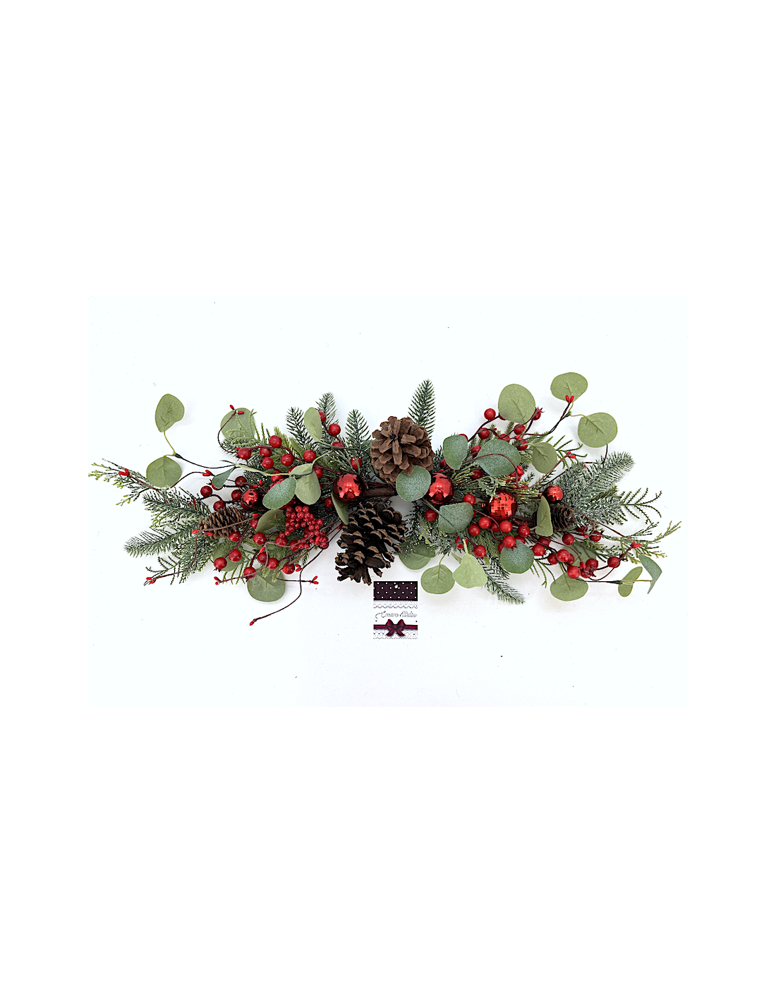 DIETROPORTA: vendita online Dietroporta di Natale con Foglie 60cm, Bacche Rosse e Pigne, Ghirlanda Elegante per Porte, Pareti...