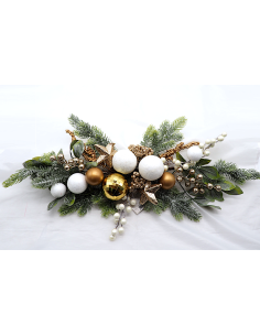 DIETROPORTA: vendita online Dietroporta di Natale Aghi e Bacche 40cm Bianco Oro, Ghirlanda Natalizia Elegante, Decorazione Lu...