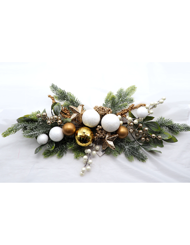 DIETROPORTA: vendita online Dietroporta di Natale Aghi e Bacche 40cm Bianco Oro, Ghirlanda Natalizia Elegante, Decorazione Lu...