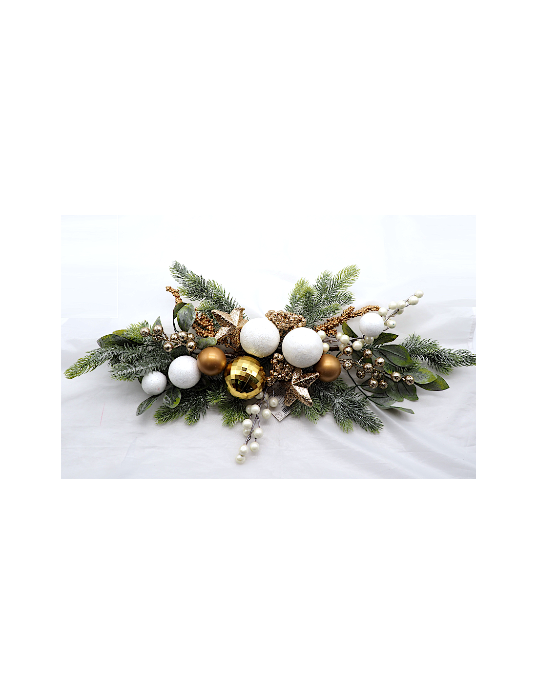 DIETROPORTA: vendita online Dietroporta di Natale Aghi e Bacche 40cm Bianco Oro, Ghirlanda Natalizia Elegante, Decorazione Lu...