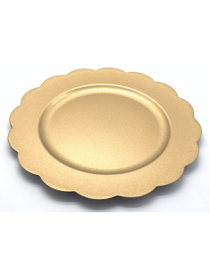 SOTTOPIATTI: vendita online Piatto Natalizio in Plastica Ø33cm Fiore Oro Brillantinato, Elegante Sottopiatto Decorativo per T...