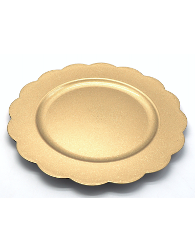 SOTTOPIATTI: vendita online Piatto Natalizio in Plastica Ø33cm Fiore Oro Brillantinato, Elegante Sottopiatto Decorativo per T...
