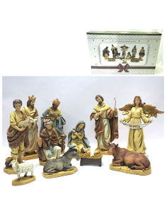 PERSONAGGI PRESEPE: vendita online Natività di Natale 11 pezzi H31cm, Statuine in Resina con Abiti, Sacra Famiglia, Re Magi, ...