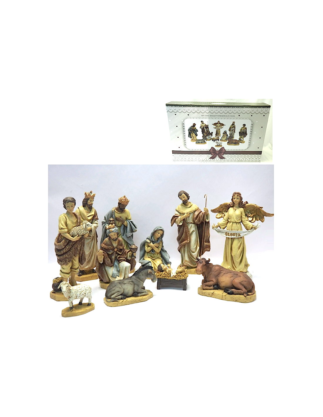 PERSONAGGI PRESEPE: vendita online Natività di Natale 11 pezzi H31cm, Statuine in Resina con Abiti, Sacra Famiglia, Re Magi, ...