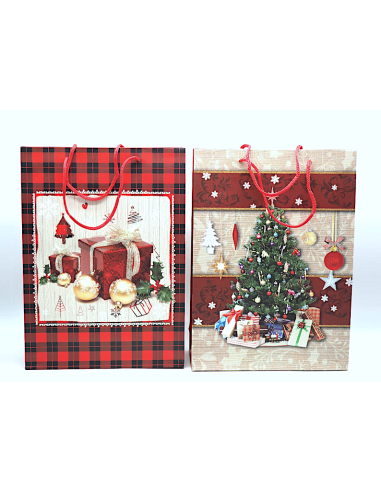 BUSTE E CARTE DA REGALO: vendita online Sacchetto Natalizio 34,5x25x8,5cm Assortito, Confezione Regalo Media Elegante e Riuti...
