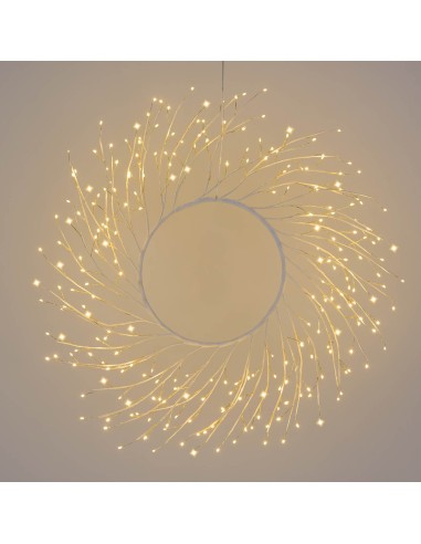 LUCI DI NATALE: vendita online Corona di Natale Tiglio Bianco ø60cm, 260 MicroLED Bianco Caldo, FlashLED Diamond, Appendibile...