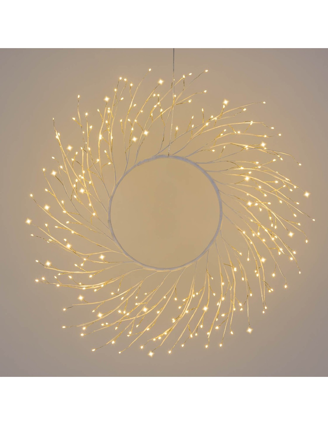 LUCI DI NATALE: vendita online Corona di Natale Tiglio Bianco ø60cm, 260 MicroLED Bianco Caldo, FlashLED Diamond, Appendibile...