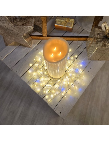 LUCI DI NATALE: vendita online Corona di Natale Tiglio Champagne ø45cm, 160 MicroLED Bianco Caldo e Bianco, FlashLED Diamond,...